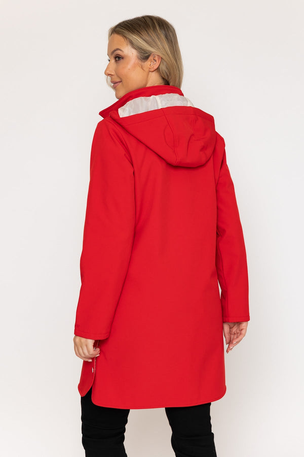 Carraig Donn Hooded Soft Shell Rain Jacket in Red