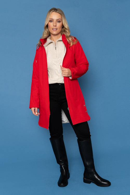 Hooded Soft Shell Rain Jacket in Red