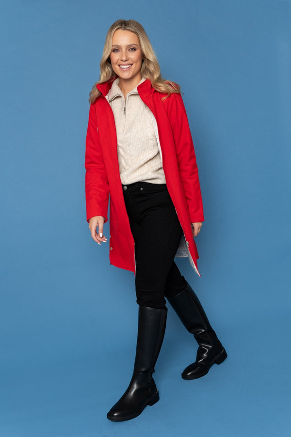 Carraig Donn Hooded Soft Shell Rain Jacket in Red
