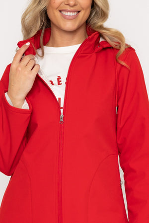 Carraig Donn Hooded Soft Shell Rain Jacket in Red