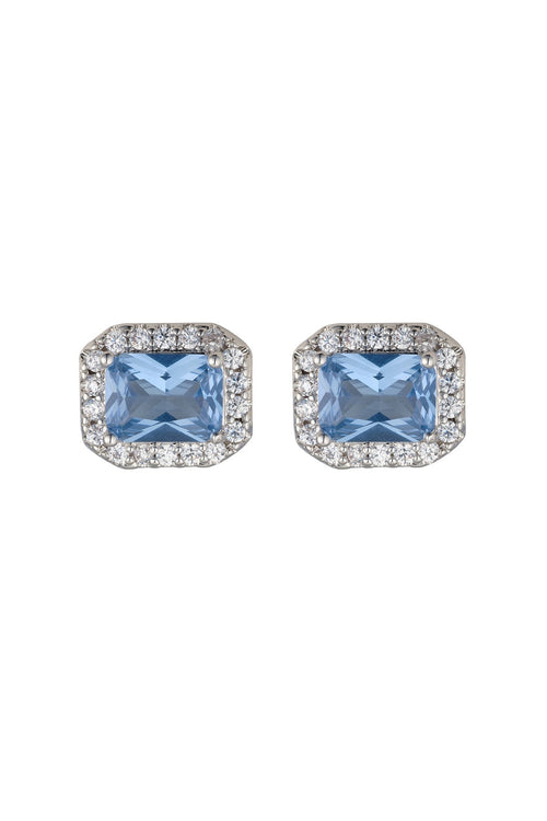Horizontal Light Blue Crystal Earrings