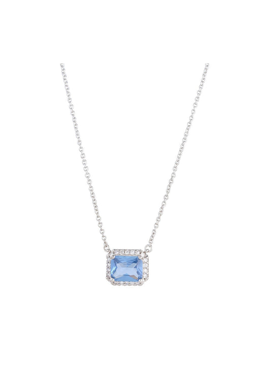 Horizontal Light Blue Crystal Necklace