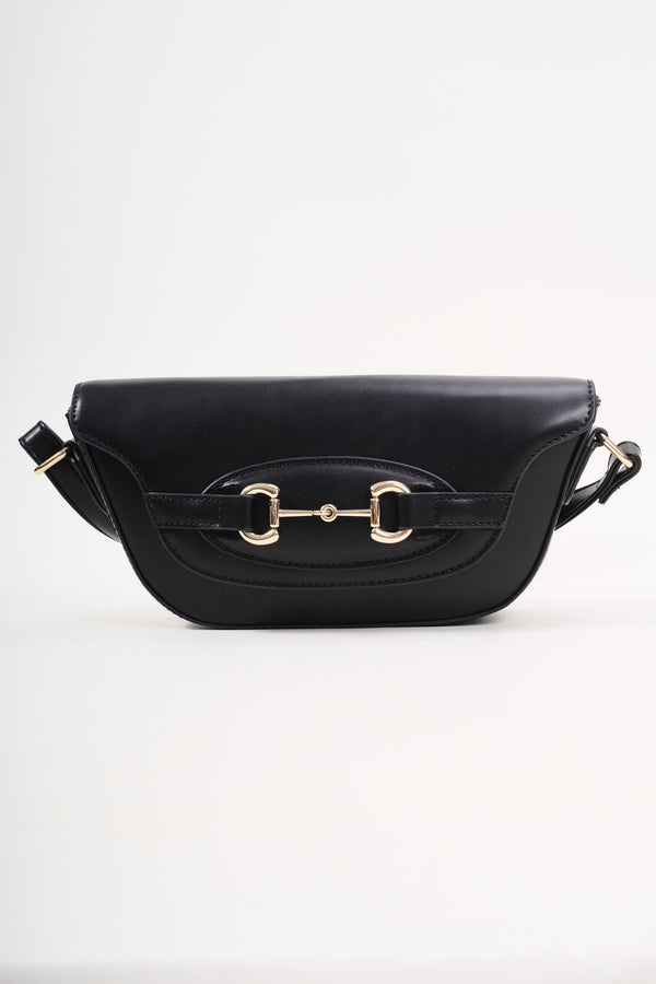 Carraig Donn Horse Bit Detail Black Crossbody Bag