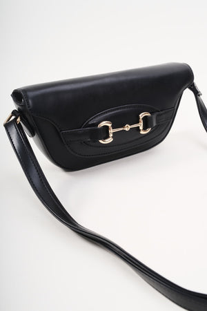 Carraig Donn Horse Bit Detail Black Crossbody Bag