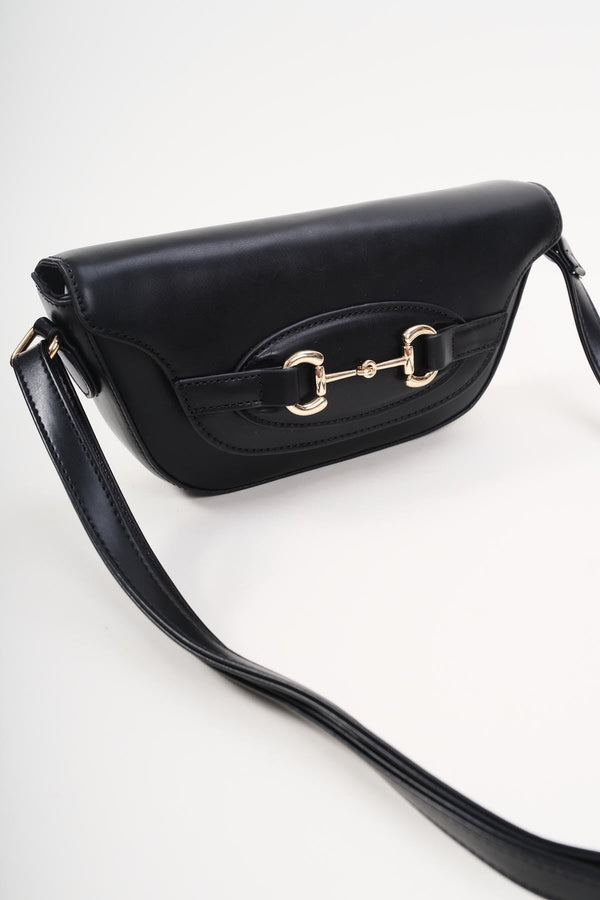 Carraig Donn Horse Bit Detail Black Crossbody Bag