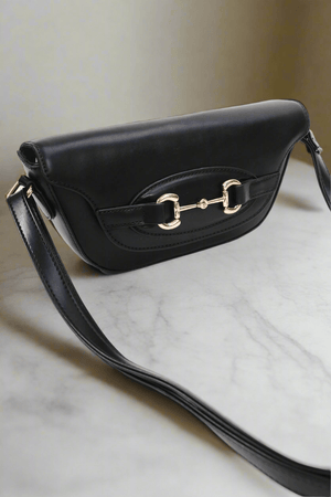 Carraig Donn Horse Bit Detail Black Crossbody Bag