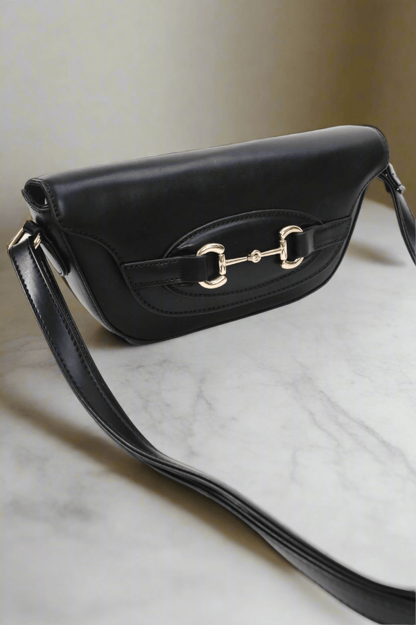 Carraig Donn Horse Bit Detail Black Crossbody Bag