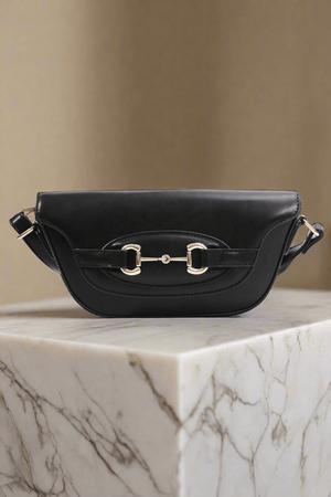 Carraig Donn Horse Bit Detail Black Crossbody Bag