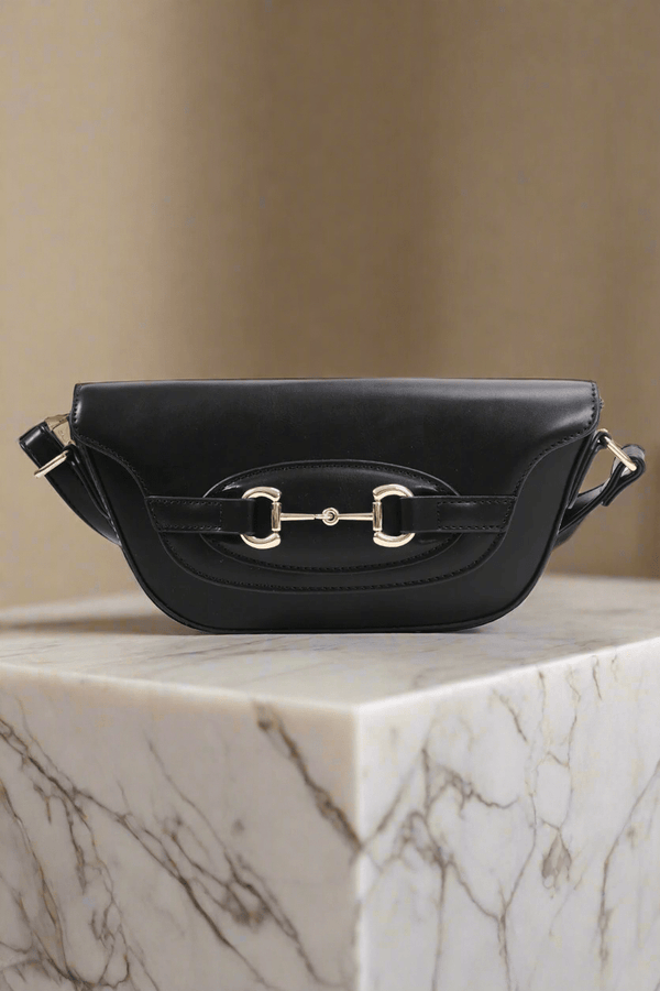 Carraig Donn Horse Bit Detail Black Crossbody Bag