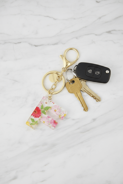 Initial "F" Handbag Charm Keyring