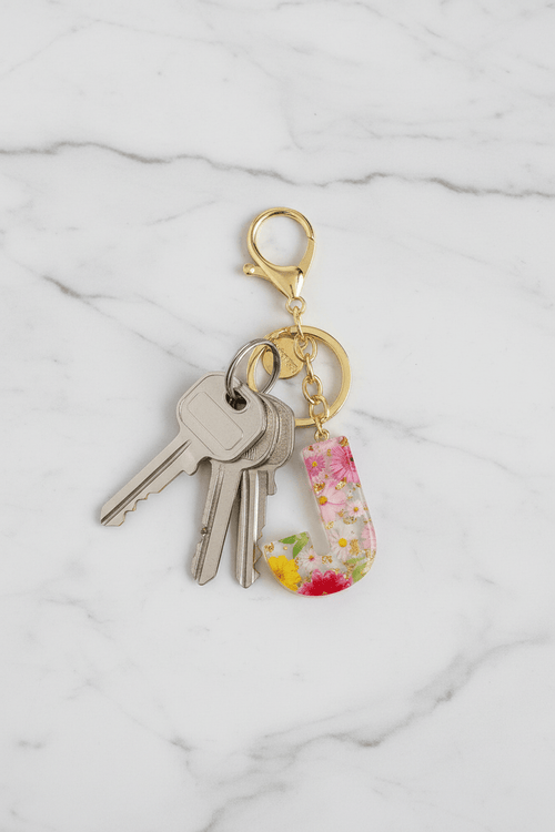 Initial "J" Handbag Charm Keyring