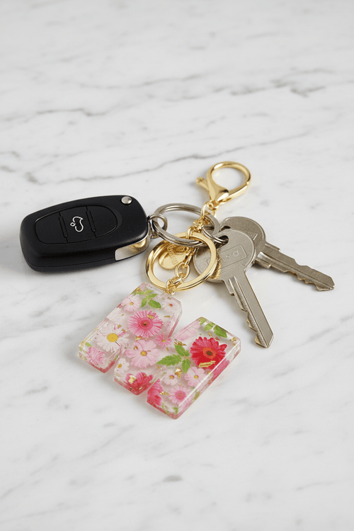 Initial "M" Handbag Charm Keyring