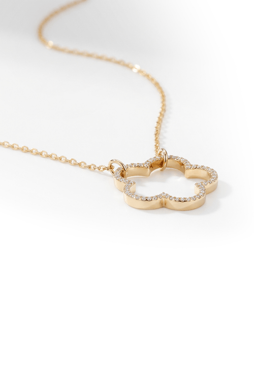 Inset Cut Out Gold Pendant Necklace