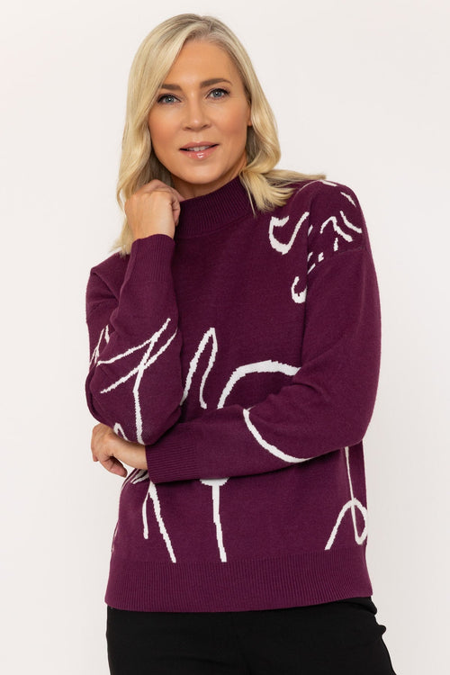 Intarsia Sweater in Burgundy