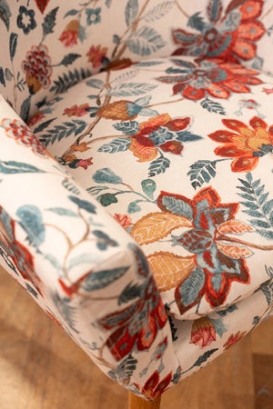 Carraig Donn Jones Red Floral Print Chair with Wooden Legs
