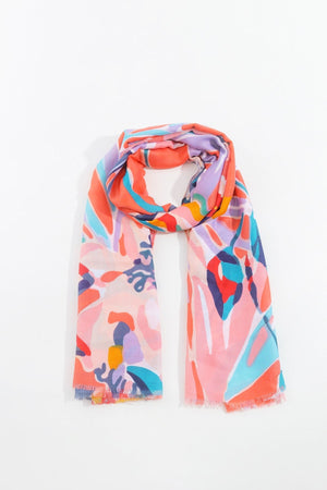 Jungle Leave Scarf in Coral