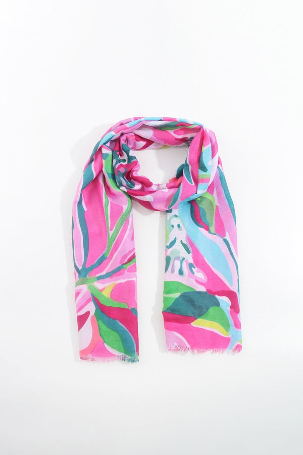 Carraig Donn Jungle Leave Scarf in Pink