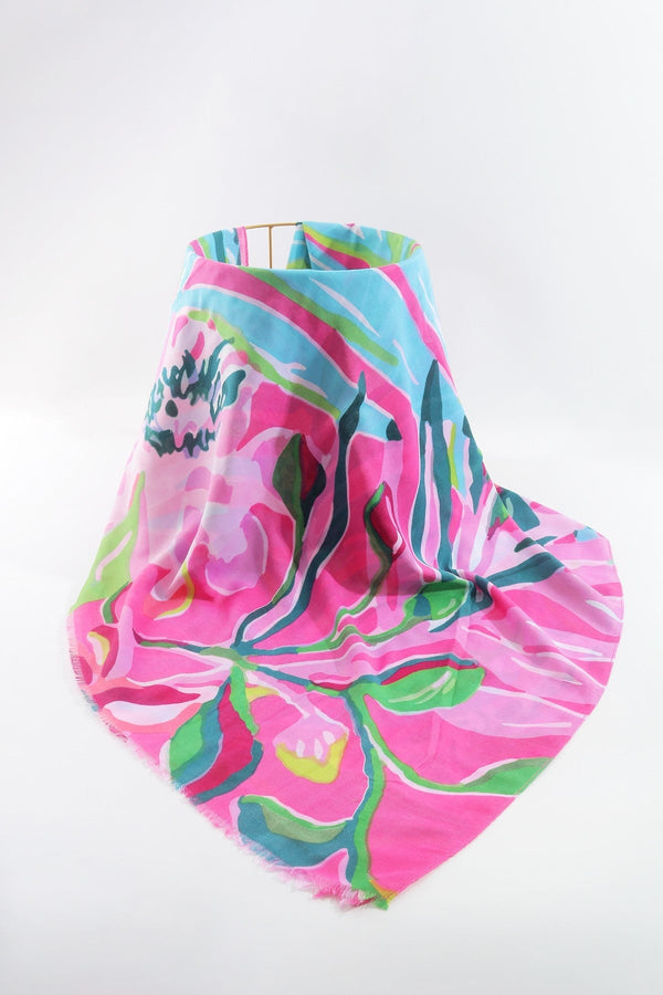 Carraig Donn Jungle Leave Scarf in Pink