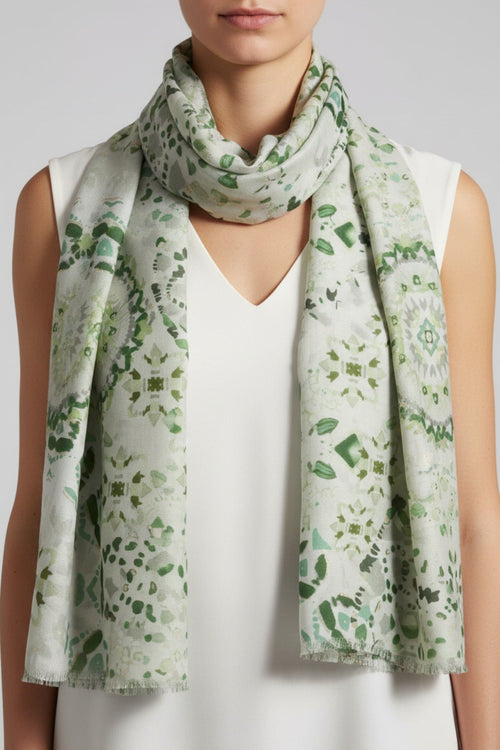 Khaki Abstract Animal Print Scarf