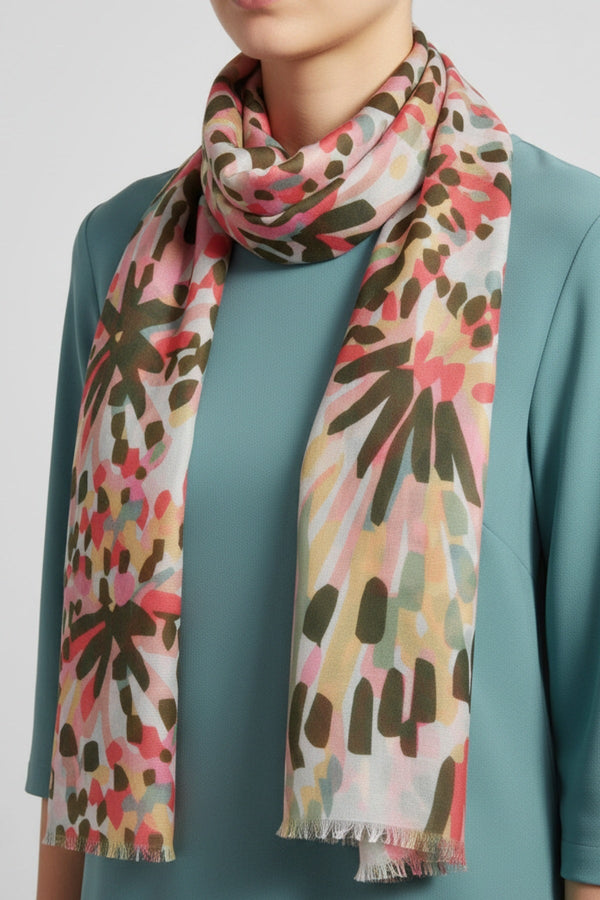 Carraig Donn Khaki Abstract Floral Print Scarf