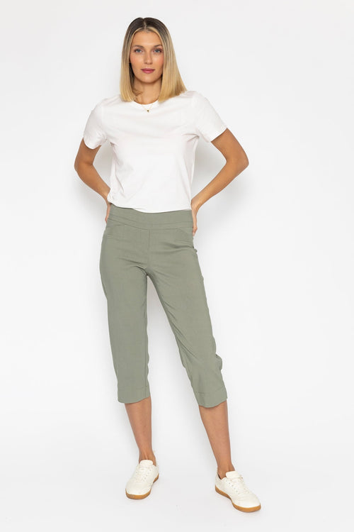 Khaki Bengaline Crop Trousers
