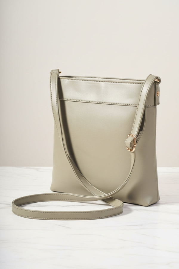 Carraig Donn Khaki Classic Crossbody Bag With Woven Pocket