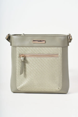 Carraig Donn Khaki Classic Crossbody Bag With Woven Pocket