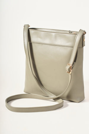 Carraig Donn Khaki Classic Crossbody Bag With Woven Pocket