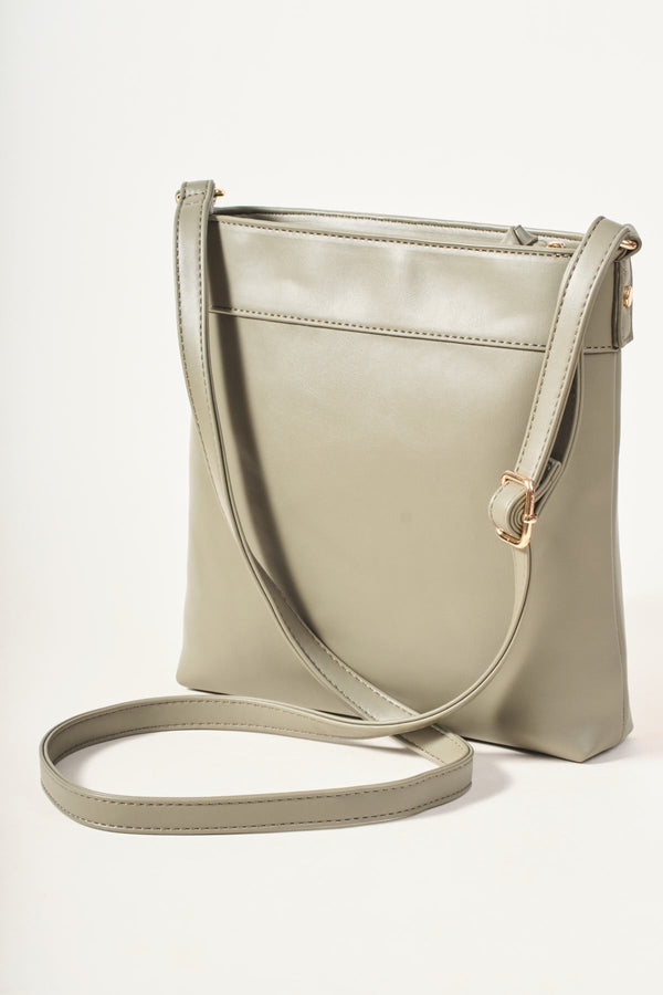 Carraig Donn Khaki Classic Crossbody Bag With Woven Pocket