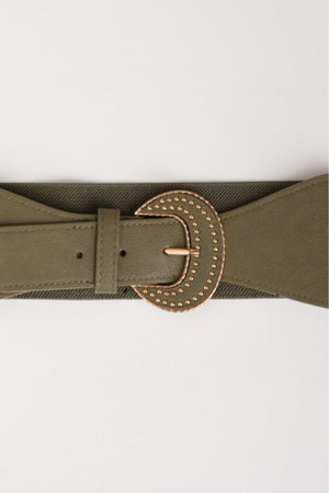 Carraig Donn Khaki Large Buckle Elasticated Belt
