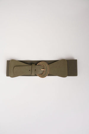 Carraig Donn Khaki Large Buckle Elasticated Belt
