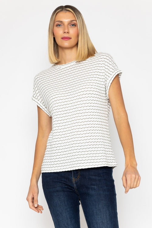 Khaki Lurex Scallop T-Shirt