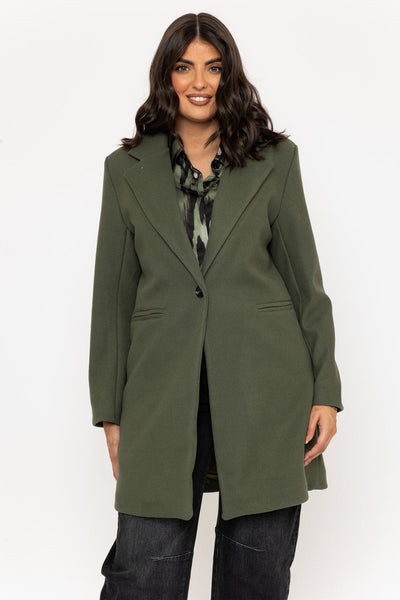 Khaki One Button Coat Ladies Coats Carraig Donn