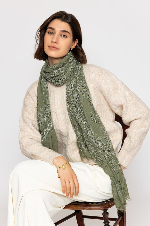 Khaki Paisley Pattern Scarf