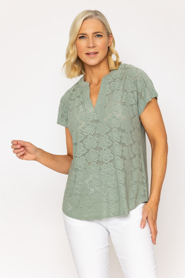 Carraig Donn Khaki Short Sleeve Jersey Top