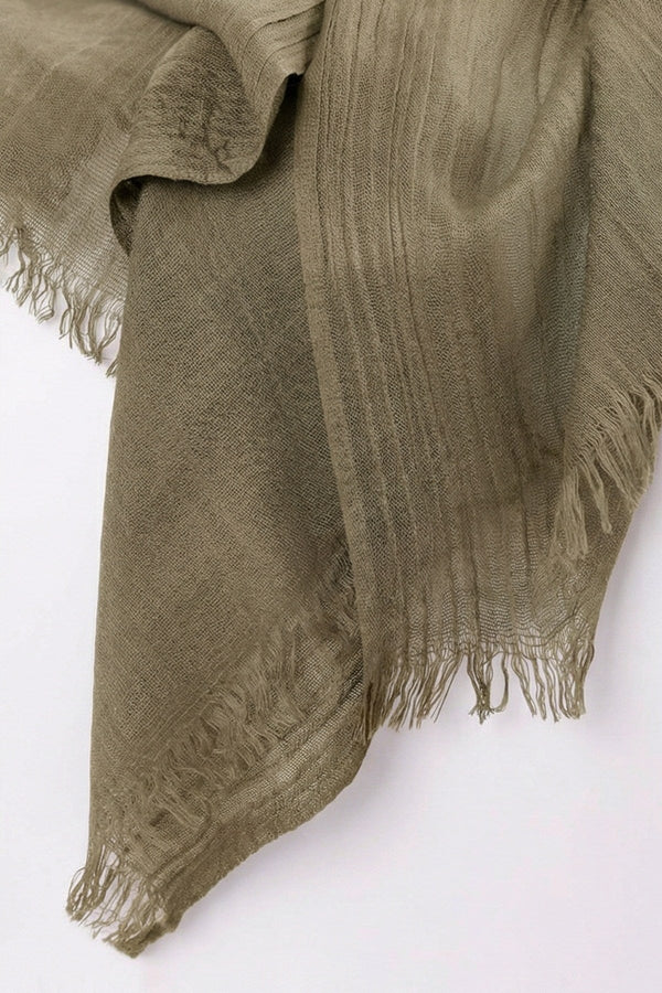 Carraig Donn Khaki Soft Touch Cotton Blend Scarf