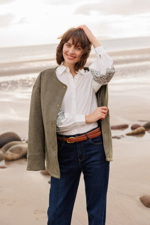 Carraig Donn Khaki Suedette Quilted Coat