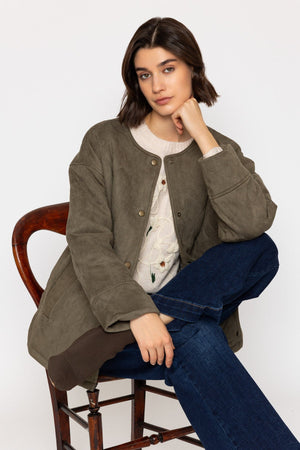 Carraig Donn Khaki Suedette Quilted Coat