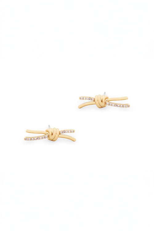 Knot Inset Gold Stud Earrings