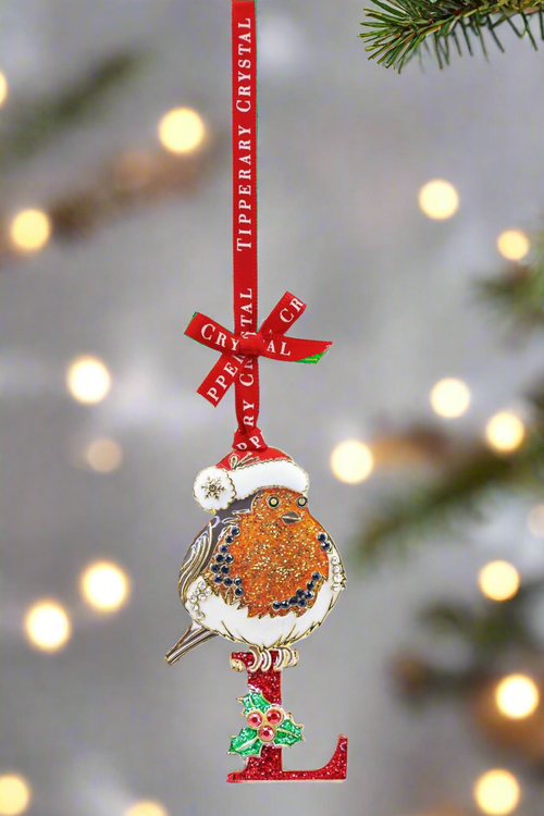 L Alphabet Robin Christmas Tree Decoration