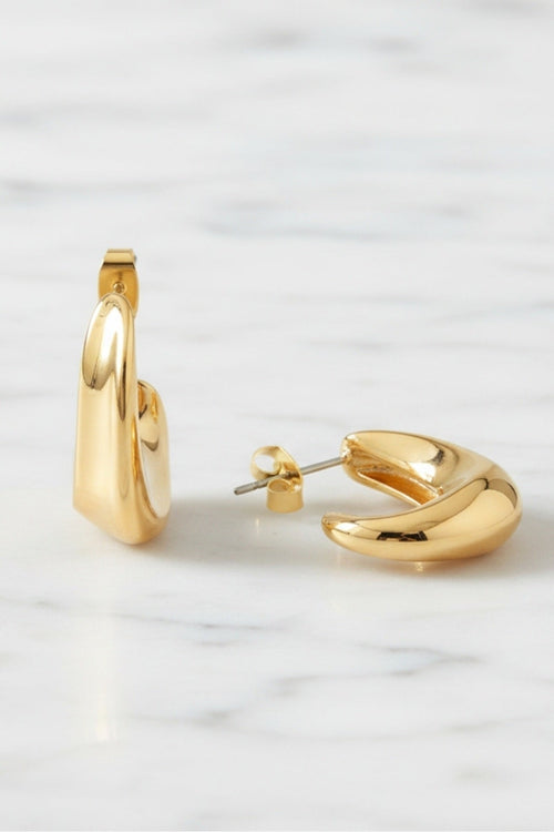 L Shaped Gold Hoop Earrings