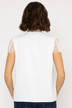 Carraig Donn Lace Cap Sleeve Top in Ivory