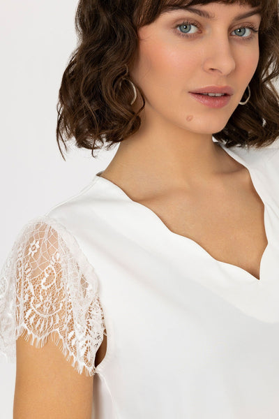 Carraig Donn Lace Cap Sleeve Top in Ivory