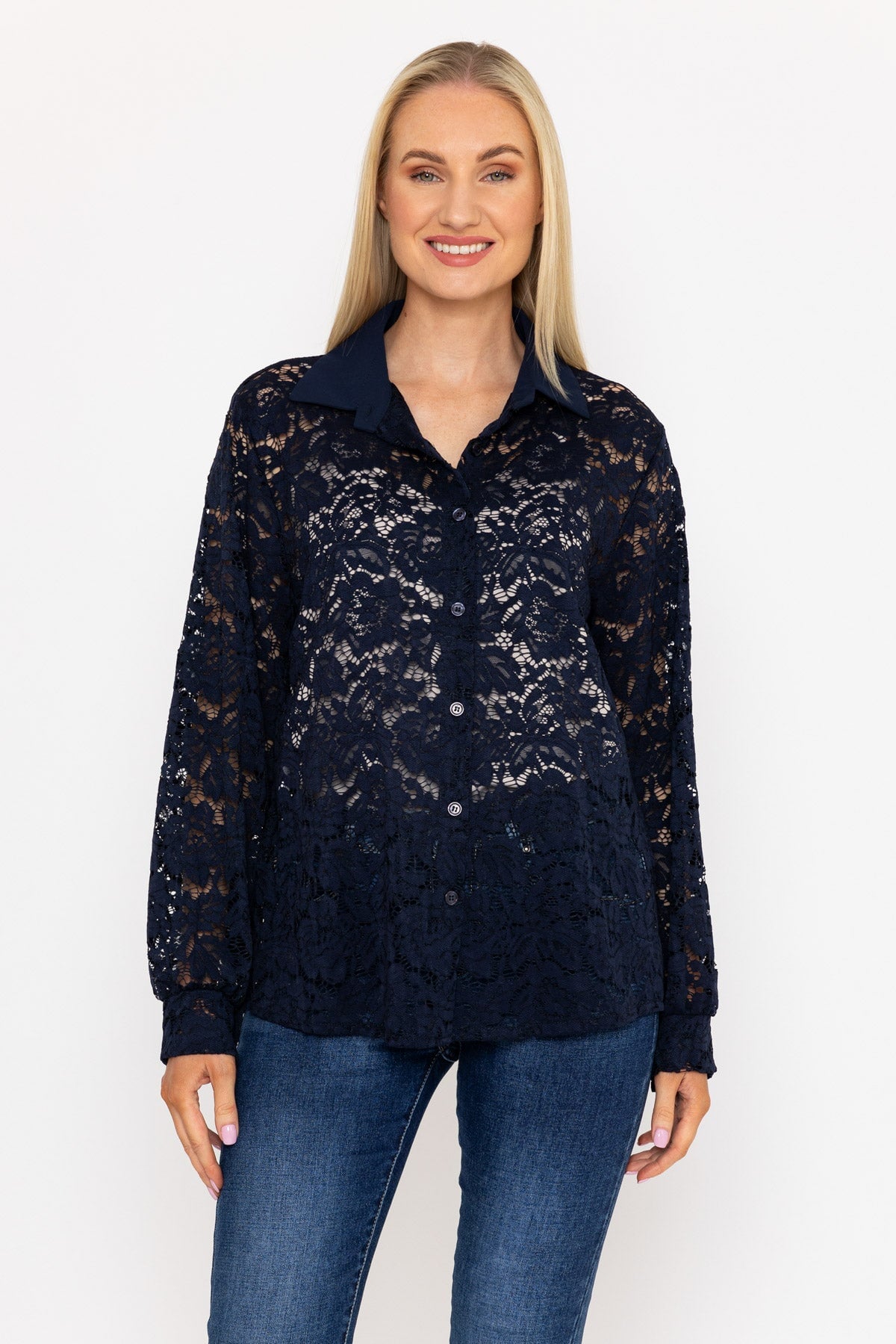Lace Shirt in Navy