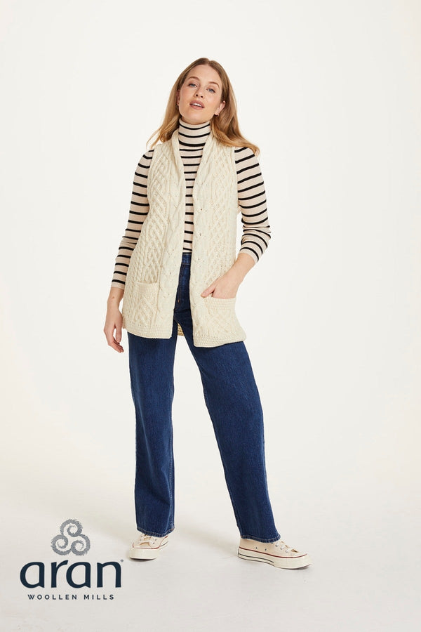 Carraig Donn Ladies Celtic Gilet in Cream