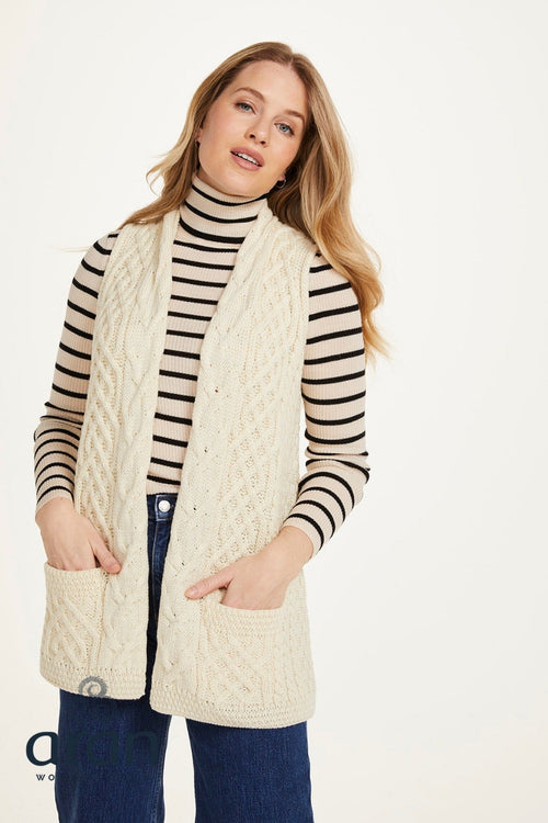 Ladies Celtic Gilet in Cream