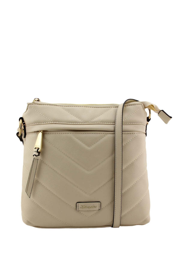 Carraig Donn Laja Quilted Crossbody Bag in Beige