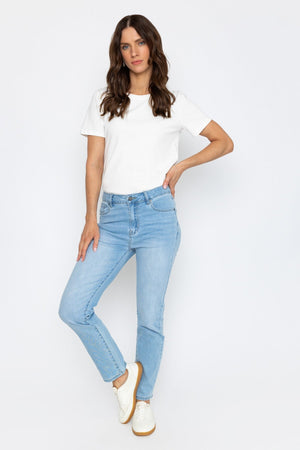 Carraig Donn Lana Straight Leg Jeans in Light Blue