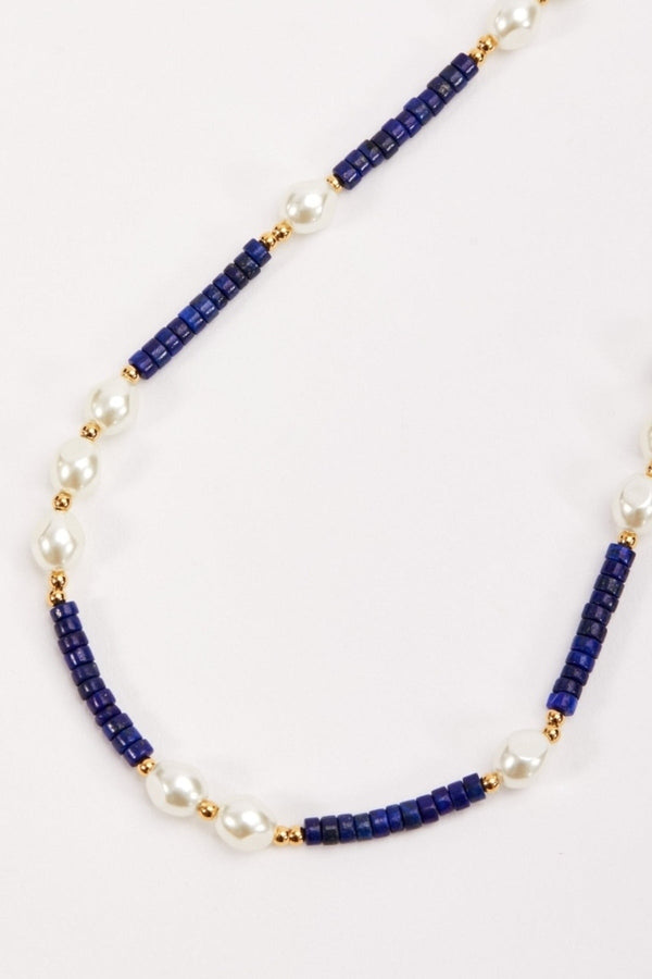 Carraig Donn Lapis And Pearl Beaded Necklace