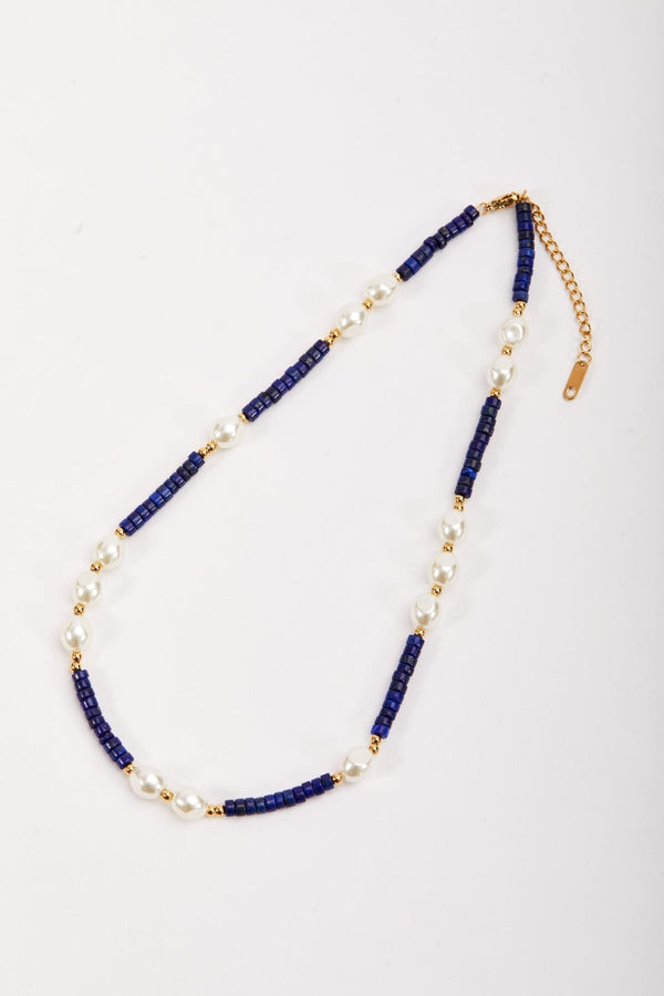 Carraig Donn Lapis And Pearl Beaded Necklace